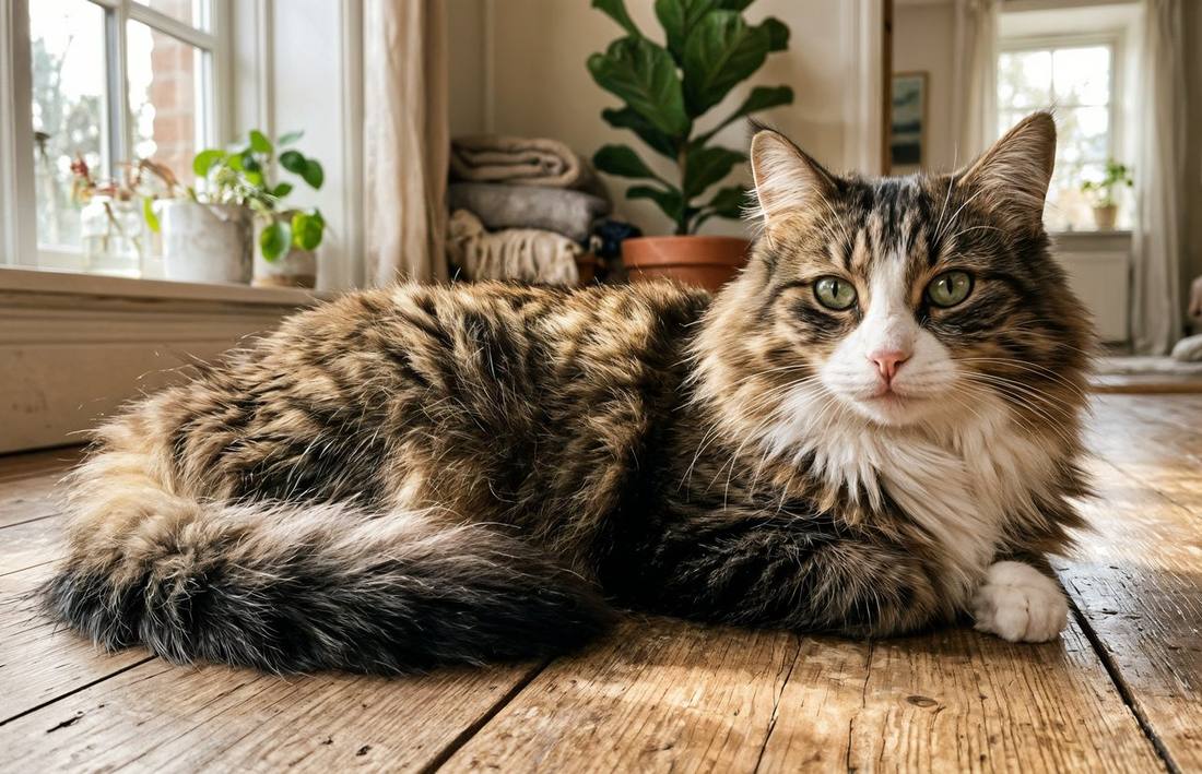 Norwegian Forest Cat showing large sturdy body