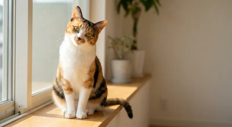 Calico Cats cat showing typical coat color and features