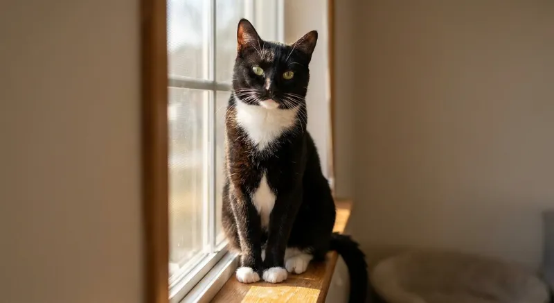 Tuxedo Cats (Black & White) cat showing typical coat color and features