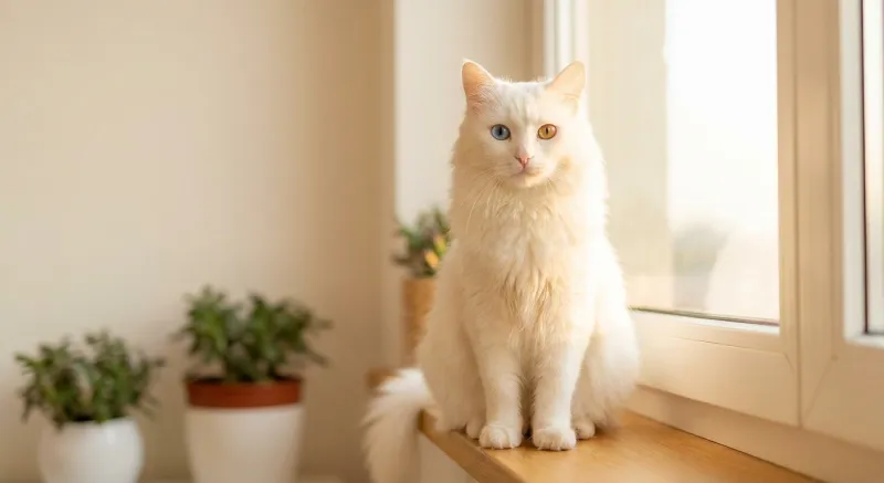 White Cats cat showing typical coat color and features