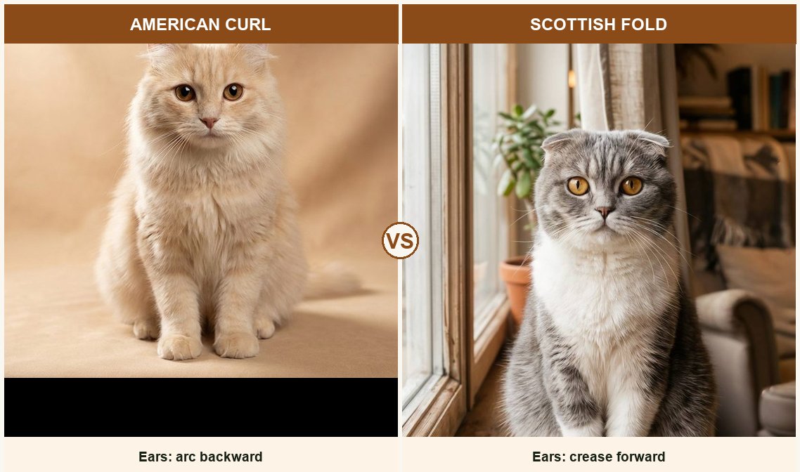 American Curl vs Scottish Fold side-by-side