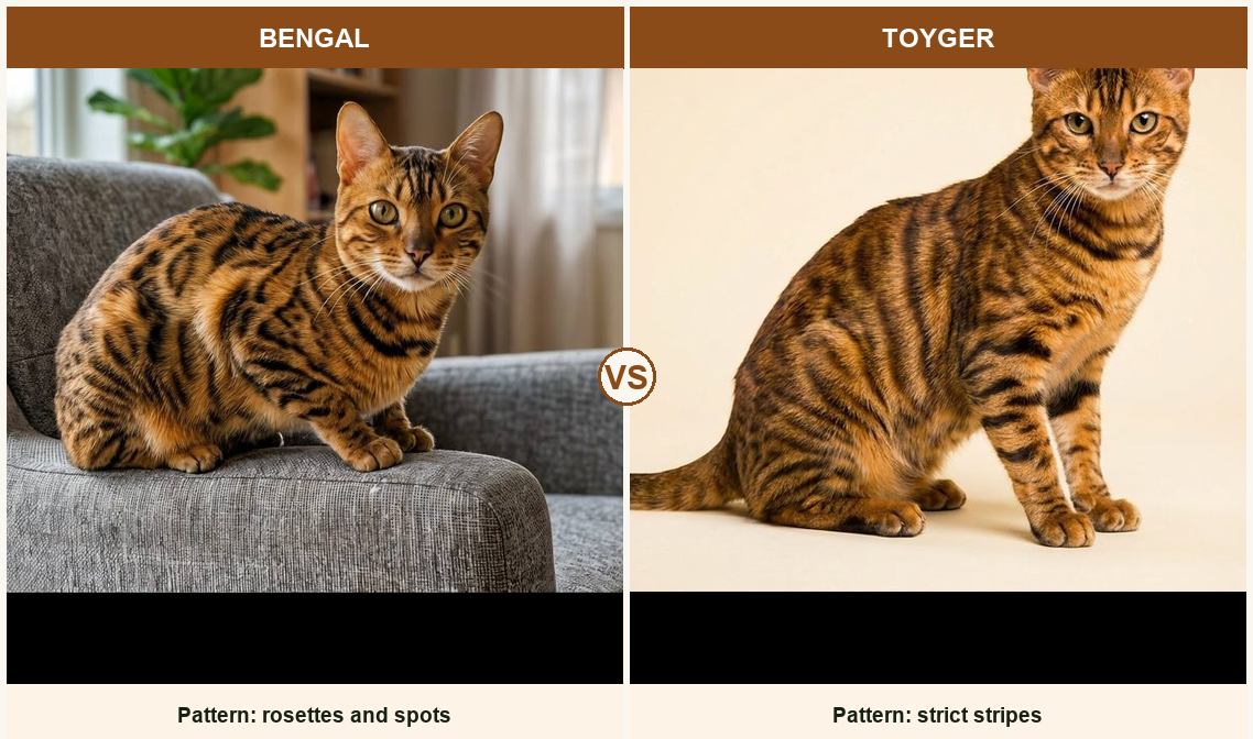 Bengal vs Toyger side-by-side
