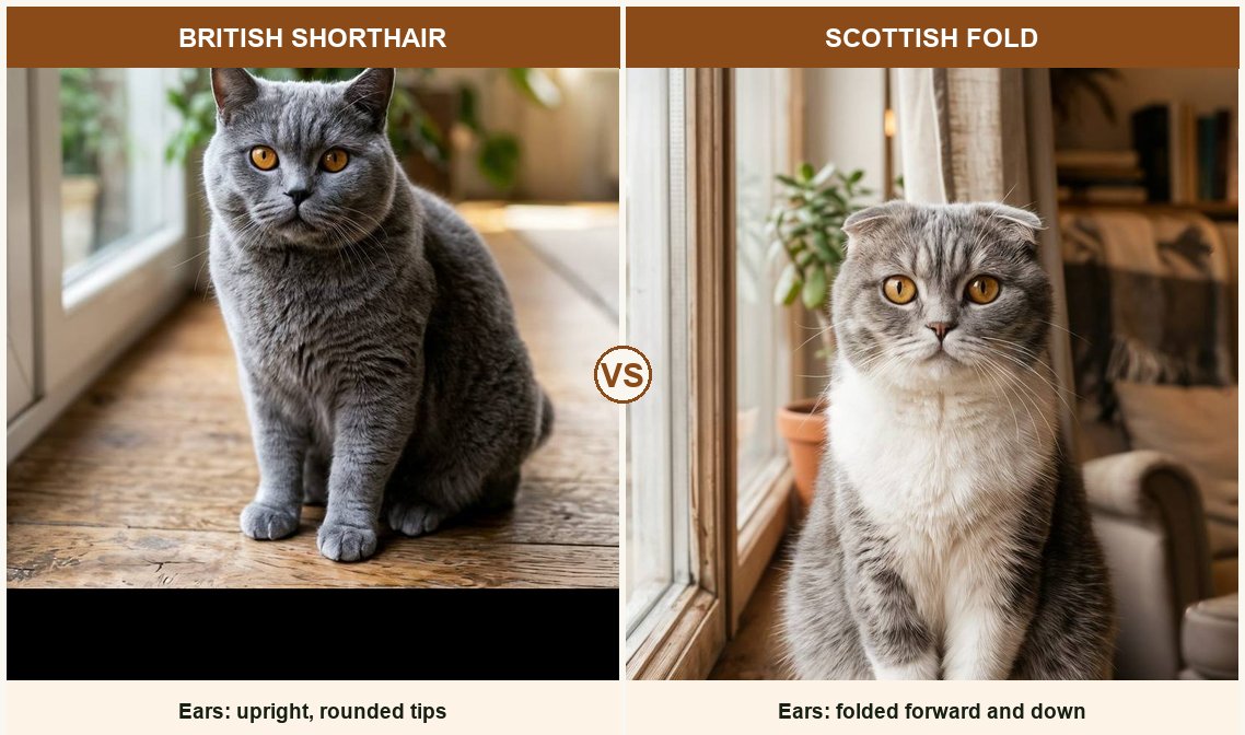 British Shorthair vs Scottish Fold side-by-side